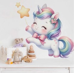 تصویر برچسب دیواری اتاق کودک مدل یونیکورن 
