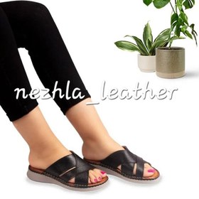 تصویر دمپایی طبی راحتی تمام چرم زنانه مدل نسیم 