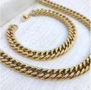 تصویر ست گردنبند و دستبند کارتیر استیل طلایی 