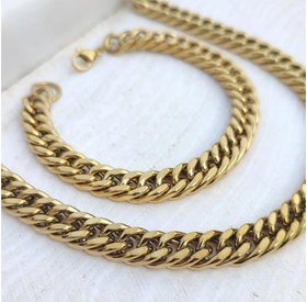 تصویر ست گردنبند و دستبند کارتیر استیل طلایی 