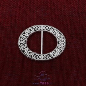 تصویر سگک نقره ای 3 سانت بیضی طرح توپی 