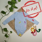 تصویر بادی نوزادی آستین بلند نیلی رنگ 