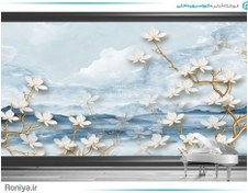 تصویر کاغذ دیواری گلهای سفید شاد بهاری 