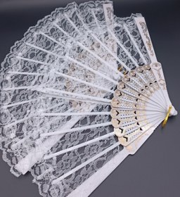 تصویر بادبزن توری سفید / کد 715 