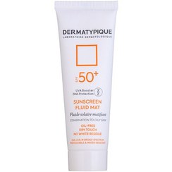 تصویر ضد آفتاب فلوئید درماتیپیک بی رنگ پوست چرب مدل Fluid Mat با SPF+50 و حجم 50 میلی لیتر بیوتی مال 