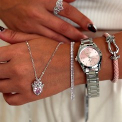 تصویر ساعت مچی زنانه امگا رویال - صورتی کمرنگ 