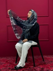 تصویر شال ابریشم - سرمه ای Shall