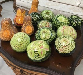 تصویر حکاکی هندوانه و کدو شب یلدا 