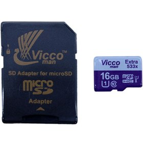 تصویر کارت حافظه microSDHC ویکو من مدل Extre 533X کلاس 10 استاندارد UHS-I U1 سرعت 80MBps ظرفیت 16 گیگابایت همراه با آداپتور SD 