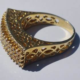 تصویر انگشتر زنانه نقره با آبکاری طلا ساخت کاملا حرفه ای در کارگاه جواهرسازی دُرسیم 