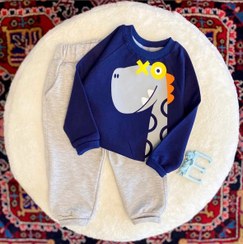 تصویر ست دوتیکه پسرانه طرح دایناسور Set Buluz Shalvar Sport