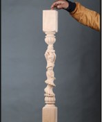 تصویر پایه نرده چوبی راه پله منبت خام سوراخدار( میلترانس خور ) سفارشی - خام / سوراخدار Wooden railing base for the staircase, inlaid raw with holes (Miltrans Khor), custom made