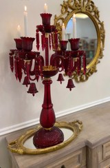 تصویر شمعدان پنج شاخه باکارات رنگ قرمز 