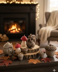 تصویر شمع های پاییزی - قهوه ای تیره / شمع بلوط سایز کوچک 