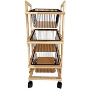 تصویر سبد سیب زمینی پیاز سه طبقه مدل شیبدار چوبی طرح ایکیا 1530 