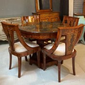 تصویر میز ناهارخوری گرد معرق ۴ نفره شیک 