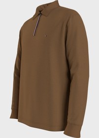 تصویر خرید اینترنتی سوییشرت مردانه قهوه ای تامی هیلفیگر MW0MW33267 GWJ Pamuklu Slim Fit Fermuarlı Polo Yaka Sweat Erkek SWEAT MW0MW33267 GWJ