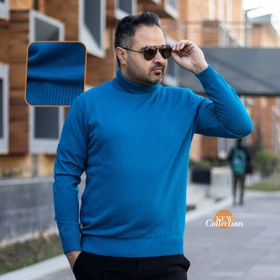 تصویر بافت یقه اسکی آبی مدل 1803 