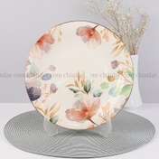 تصویر بشقاب تخت پلوخوری الیزابت طرح اوان استخوانی تکی 