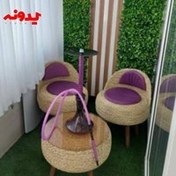 تصویر پاف میز و صندلی روکش دار 