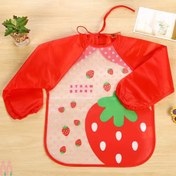 تصویر پیشبند لباسی بچه گانه ضدآب قرمز توت فرنگی baby waterproof clothing bibs with sleeves 