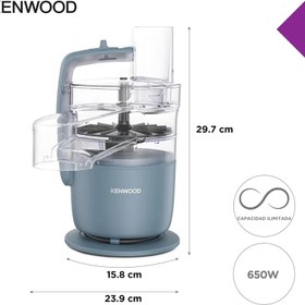 تصویر Kenwood multipro go fdp22.000gy ، پردازنده مواد غذایی برای خرد کردن ، برش ، توری و خمیر ، خمیر 1.3 لیتری کاسه ، تیغه چاقو ، دیسک برش/گریت 4 میلی متر ، 650 W ، طوفان آبی Kenwood MultiPro Go FDP22.000GY, Food Processor for Chopping, Slicing, Grating &amp; Dough Kneading, 1.3 Liter Bowl, Knife Blade, 4 mm Slicing/Grating Disc, 650 W, Storm Blue