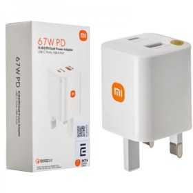 تصویر شارژر دیواری 67W وات 2 پورت + کابل تایپ سی شیائومی (Xiaomi) مدل MDY-K50-EF کپی 