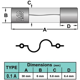 تصویر فیوز شیشه ای 30*6 8 آمپر 