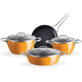 تصویر سرویس قابلمه مادام کوکو ۷ پارچه لعابی تیتانیوم 