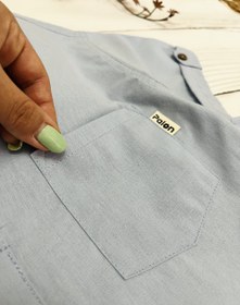 تصویر پیراهن آستین کوتاه پسرانه طرح پایون رنگ آبی روشن 