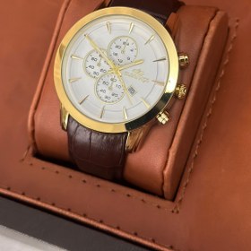 تصویر ساعت مردانه الگانس موتور ژاپن بندچرمی قهوه ای Men's Elegance Japan Motor watch with brown leather strap