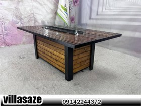 تصویر میز آتشدان چوبی فلزی دلینا 