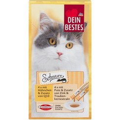 تصویر بستنی گربه دین بست طعم بوقلمون و کرنبری 8 عددی آلمان Dinbests, Cat Cream Treats Snack 8, 120gr