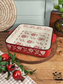 تصویر تابه مربع گل قرمز 