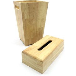 تصویر سطل و جا دستمال چوبی 