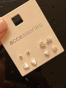 تصویر گوشواره پكيجي روكش نقره ٤جفت ميخي، 