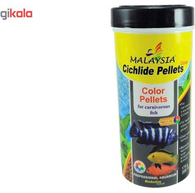 تصویر غذای پلت ماهی سیچلاید مالزی Malaysia Cichlide Pellets Color