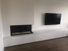 تصویر شومینه گازی کنج دو طرف نما 