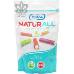 تصویر پاستیل لوله ای با طعم میوه طبیعی فروت استیکس ( وگن ) 180 گرم ویدال – vidal 