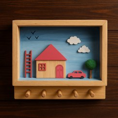 تصویر جاکلیدی دیواری طرح خانه چوبی 