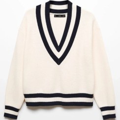 تصویر ژاکت یقه هفت با کنتراست زنانه منگو MANGO 