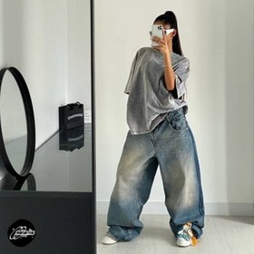 تصویر شلوار جین سه خط فول بگ 