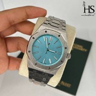 تصویر ساعت مچی مردانه AP اودمار پیگه سیلور Audemars Piguet آبی تیفانی 