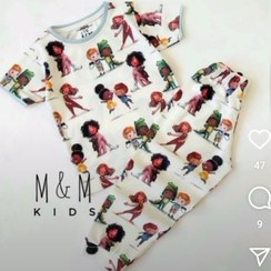 تصویر ست دخترانه تی شرت شلوار طرح بچه ها ارسال رایگان - سایز ۳۵ 