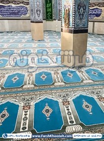 تصویر فرش سجاده ای مسجد طرح محرابی 440 شانه آبی کد 40590 