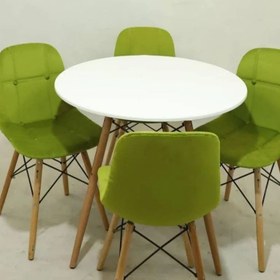 تصویر میز و صندلی ناهارخوری چهارنفره آریا لمسه - مربع / مشکی / سفید 