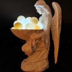 تصویر آباژور سنگ نمک گوی مدل فرشته نشسته قطر ۳ 