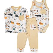 تصویر ست سه تکه لباس نوزادی مدل شیر برند سپیدپوش 