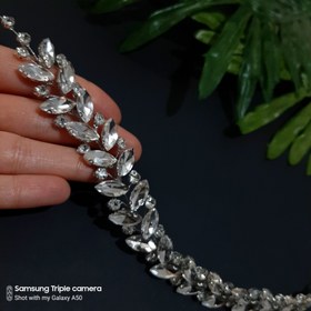 تصویر ریسه مو نگینی سنگی مناسب انواع شینیون - نقره ای 