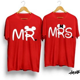 تصویر تیشرت ست Mrs/Mr میکی موز 